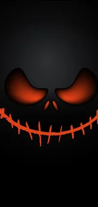 This animated wallpaper for your phone features a vector art scary face on a black background