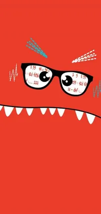 This Live Wallpaper features a playful cartoon monster wearing glasses on a bright red background