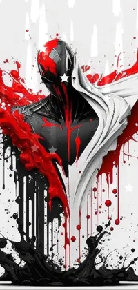 This live wallpaper features a striking image of a man with blood splattered on his face, inspired by action and comic book themes