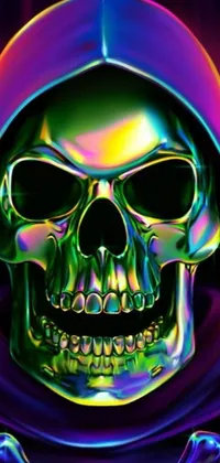 Get edgy with this skull-centric live wallpaper! The design features a close-up view of a hoodie-wearing skull created via digital art techniques