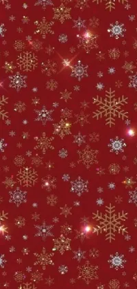 The Live Wallpaper features a beautiful red background adorned with intricate snowflakes and stars