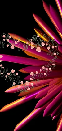 This live wallpaper features a digital painting of a flower made from pencils, with sparkling petals in pink and orange colors