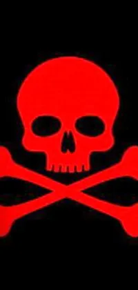 This phone live wallpaper showcases a red skull and crossbones on a sleek black background, perfect for those who love all things pirate-themed