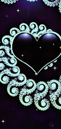This live wallpaper features a striking black and aqua color scheme with a heart and diamond design