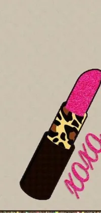 Add a touch of edgy style to your phone with this pink leopard print lipstick wallpaper