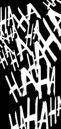 This phone live wallpaper features a black and white logo with bold words that read "ah ah ah" in a striking font