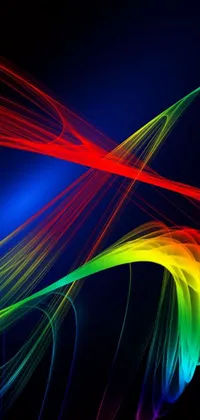 Adorn your phone screen with a stunning live wallpaper featuring a colorful wave of light on a black background