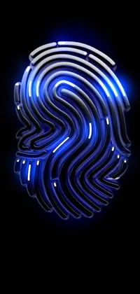 Bring your phone's screen to life with this stunning live wallpaper! Featuring a black background with a close-up image of a fingerprint, this wallpaper is adorned with detailed neon blue tattoos giving it a futuristic look