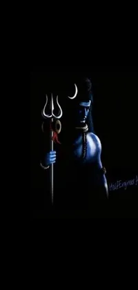 This captivating phone live wallpaper depicts a horned male figure standing against a dark background