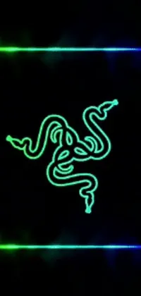 Get mesmerized by this live wallpaper featuring a glowing computer mouse gracefully dancing on a green snake background