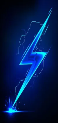 This live wallpaper features a cool blue lightning bolt against a black background with a neon effect
