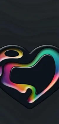 This live wallpaper boasts a striking multicolor heart prominently displayed on a dark black background
