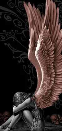 This stunning phone live wallpaper features a beautiful digital art depiction of an angel of grief