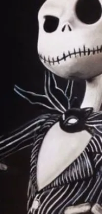 This phone live wallpaper showcases a spine-chilling painting portraying a skeletal figure holding a dagger