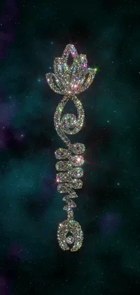 This mobile live wallpaper is a digital rendering of a diamond necklace in the shape of a snake, placed in a space-themed backdrop with the Hubble Telescope images