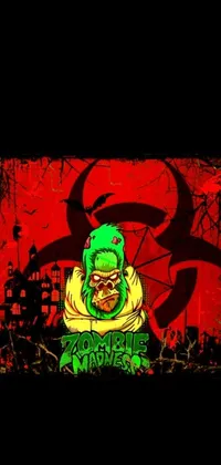 This live phone wallpaper showcases an eye-catching graffiti artwork of a green-hatted man set against a swampland background with radioactive green and red colors