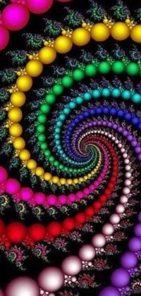 This live wallpaper for your phone is a stunning display of colorful balls arranged in a captivating spiral