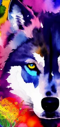 Looking for a dynamic and eye-catching live wallpaper? Check out this stunning piece featuring a close-up of a wolf in beautiful neo-fauvist style! With bold colors and vibrant brush strokes, this high-contrast illustration is sure to make a statement on your phone's home screen