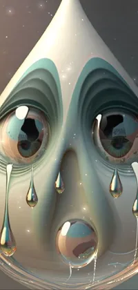 This live phone wallpaper showcases a captivating close-up of a water drop with tears flowing from it, lending to its emotive qualities of sadness and melancholy