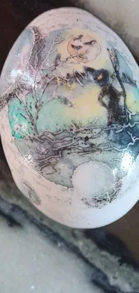 This phone live wallpaper showcases a mesmerizing marble design with an orb resting on a slab that features intricate etching
