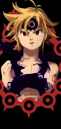 This anime-inspired phone live wallpaper features a beautiful blonde-haired girl standing against a black backdrop