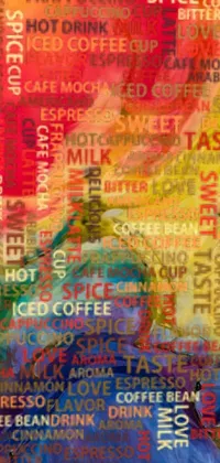 This live phone wallpaper showcases a vibrant pop art painting with a celebration of coffee products and abstract impressionism
