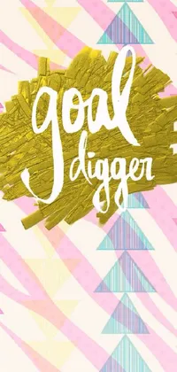 This phone live wallpaper features a bold poster with the words "Goal Bigger" in pink and gold colors