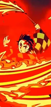 Description: This live wallpaper features a cartoon surfer on a board, with a fiery background inspired by Yowamushi Pedal