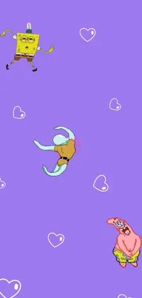 This cartoon phone live wallpaper features a playful design of two characters flying through the air
