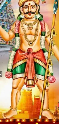 This phone live wallpaper showcases a complete body view of Lord Rama, a popular Indian figure renowned for his spiritual significance