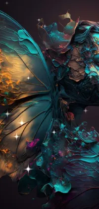 This live wallpaper features a digital art representation of a woman with butterfly wings on her head