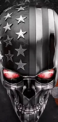 Featuring a skull with red eyes set against the American flag, this phone live wallpaper has been inspired by a range of themes including motorcycles, Skynet-inspired wires, a metal brain and characters from Captain America and The Punisher