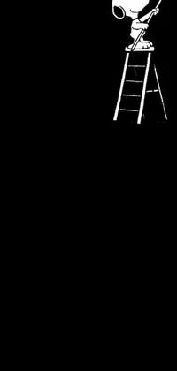 This minimalistic and elegant black and white phone live wallpaper features a captivating photograph of a person climbing up on a ladder
