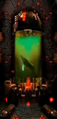 Looking for a stunning live wallpaper for your phone? Check out this cyberpunk-themed aquarium! Created by a talented designer, this wallpaper features a beautiful green liquid and a majestic whale swimming inside
