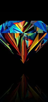 Introducing a stunning phone live wallpaper that showcases a colorful diamond on a sleek black background