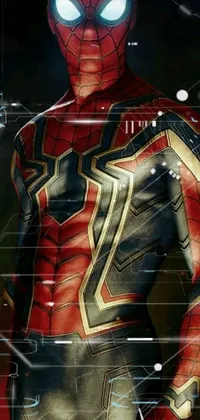 This live wallpaper for your phone features a striking image of a person wearing a Spider-Man suit