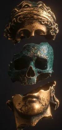This stunning phone live wallpaper features two intricately designed masks, layered on top of each other in 3D