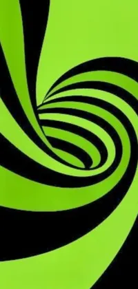 This live wallpaper features a dynamic Black and Green spiral design on a vibrant green background