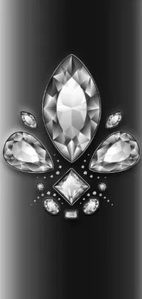 This live phone wallpaper features a stunning display of sparkling diamonds set against a sleek black background in vector art