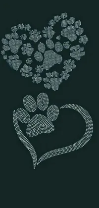 Add a touch of elegance to your phone with this stunning live wallpaper featuring a heart made of stippled dots on a sleek black background