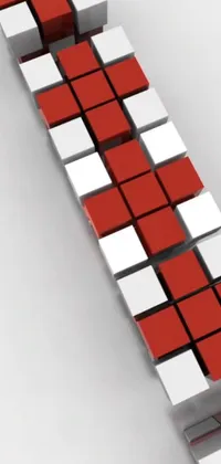 Introducing a visually stunning live wallpaper for your smartphone - a grid of red and white geometric cubes on a crisp white background