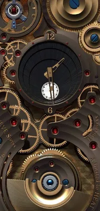 This mesmerizing phone live wallpaper features a close-up of a digital clock in a kinetic art style, resembling the intricate inner workings of a timepiece