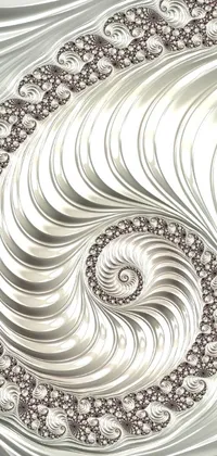 This phone live wallpaper features a computer-generated spiral design inspired by fractal geometry and generative art