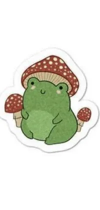 This is a captivating phone live wallpaper that showcases a cute frog sticker wearing a mushroom hat