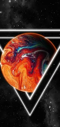 This phone live wallpaper displays a captivating digital painting inspired by futuristic art style and features a marbling effect