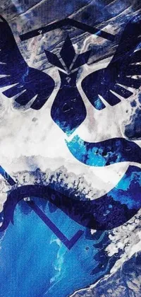 This live wallpaper showcases a stunning blue and white painting of a bird inspired by Nōami