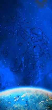 This mesmerizing live wallpaper showcases a striking drawing of an astronaut in space against a captivating, hologram-inspired backdrop