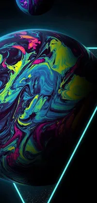 This stunning live wallpaper for phones showcases a colorful object in a three-dimensional sphere on a black backdrop