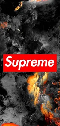 This live wallpaper features a bold red supreme box logo on a black and white background inspired by suprematism