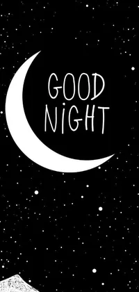 This minimalist live wallpaper for phones features a black and white poster design that reads "good night" in vector art style